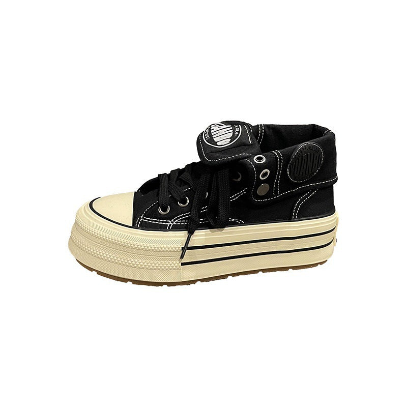 Damen High-Top Sneaker mit dicker Gummisohle und seitlichem Reißverschluss