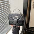 Damen Mini-Handtasche mit dekorativer Steppung und verspieltem Katzenmotiv