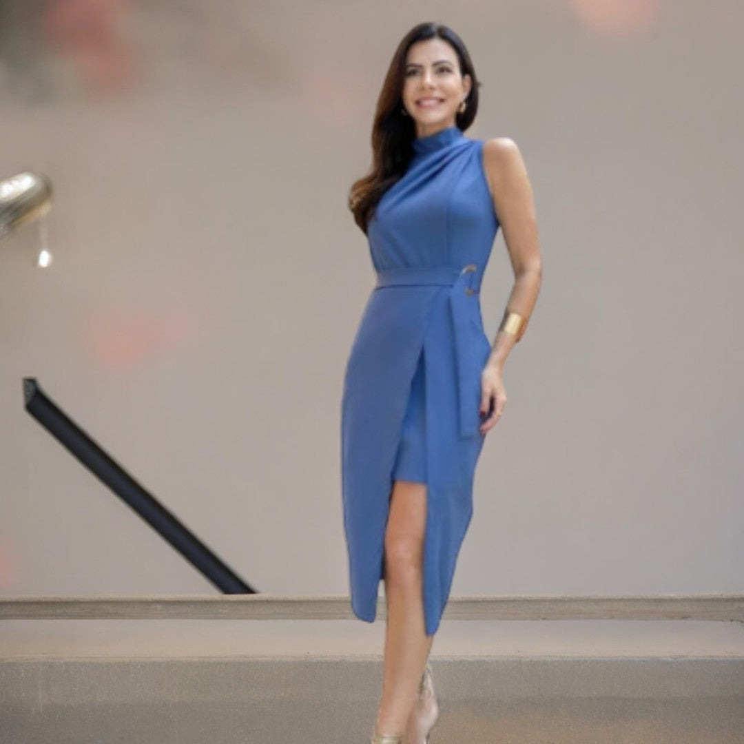 Desireé - Robe plissée sans manches à taille haute