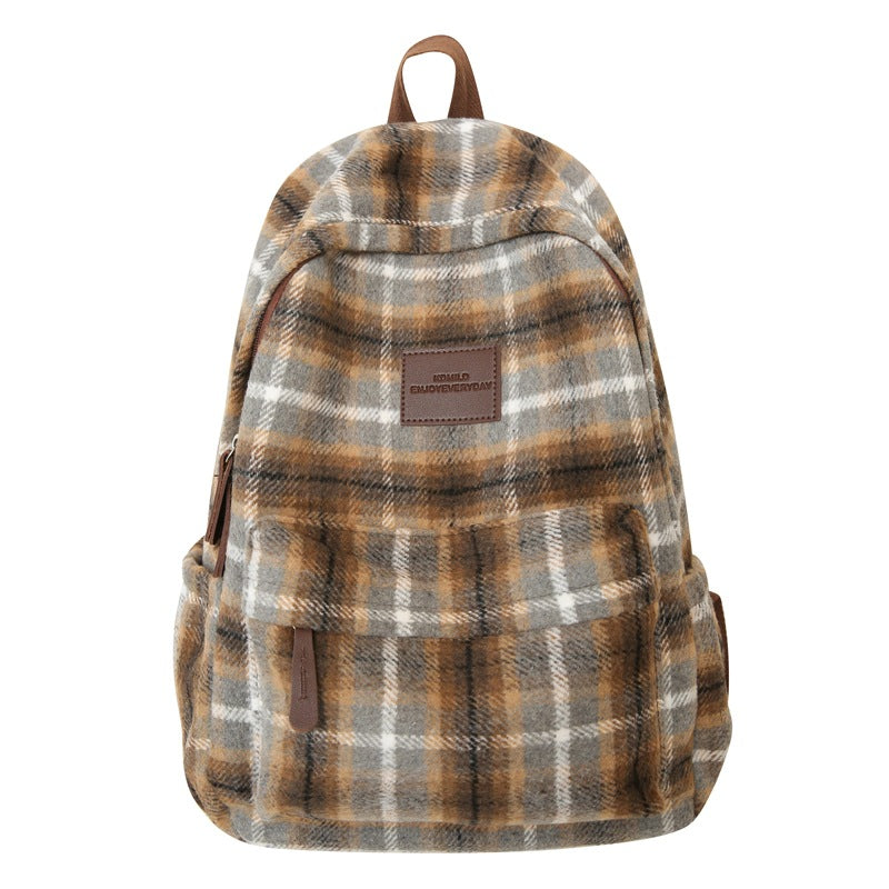 Gemütlicher Karo-Muster-Schulrucksack