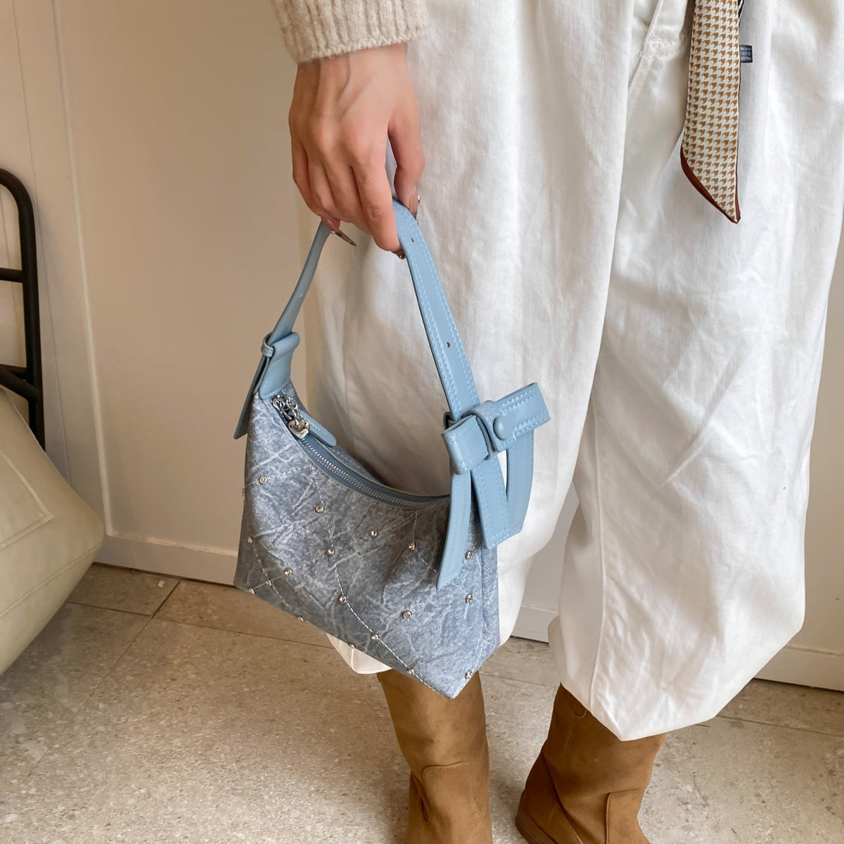 Damen modische Schultertasche mit funkelnden Applikationen