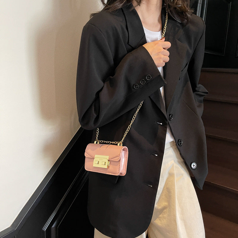 Damen elegante Mini-Handtasche mit goldener Verschlussmechanismus