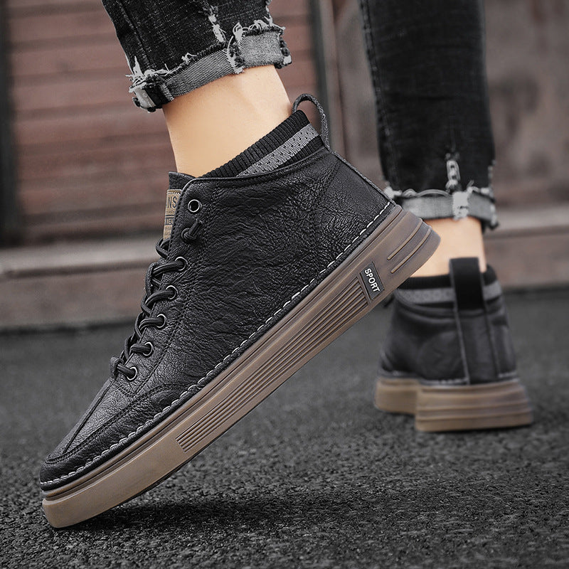 Damen High Sneakers aus echtem Leder mit einer stabilen Sohle und gepolsterter Außensohle