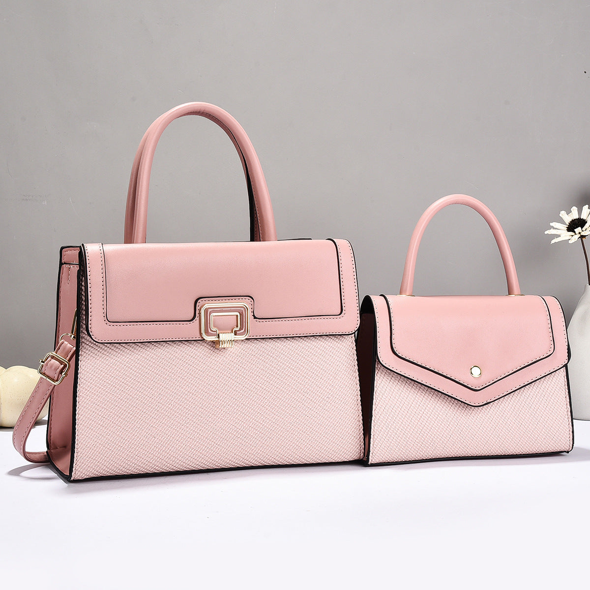 Damen Handtaschen-Set mit strukturiertem Design und eleganter Mini-Crossbody-Tasche