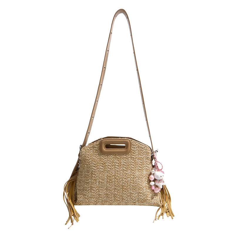 Damen stilvolle Schultertasche mit dekorativem Fransen-Detail