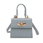 Damen Mini-Tasche mit elegantem Krokodil-Look und goldenen Akzenten
