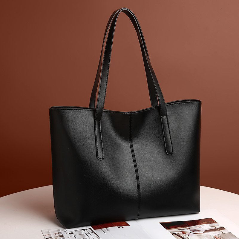 Große Ledertasche, Damen-Arbeitstasche mit Reißverschluss