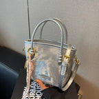 Damen Mini-Shopper Tasche mit modischer Kettenapplikation