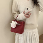 Damen Mini Tasche mit abnehmbarem Plüschanhänger