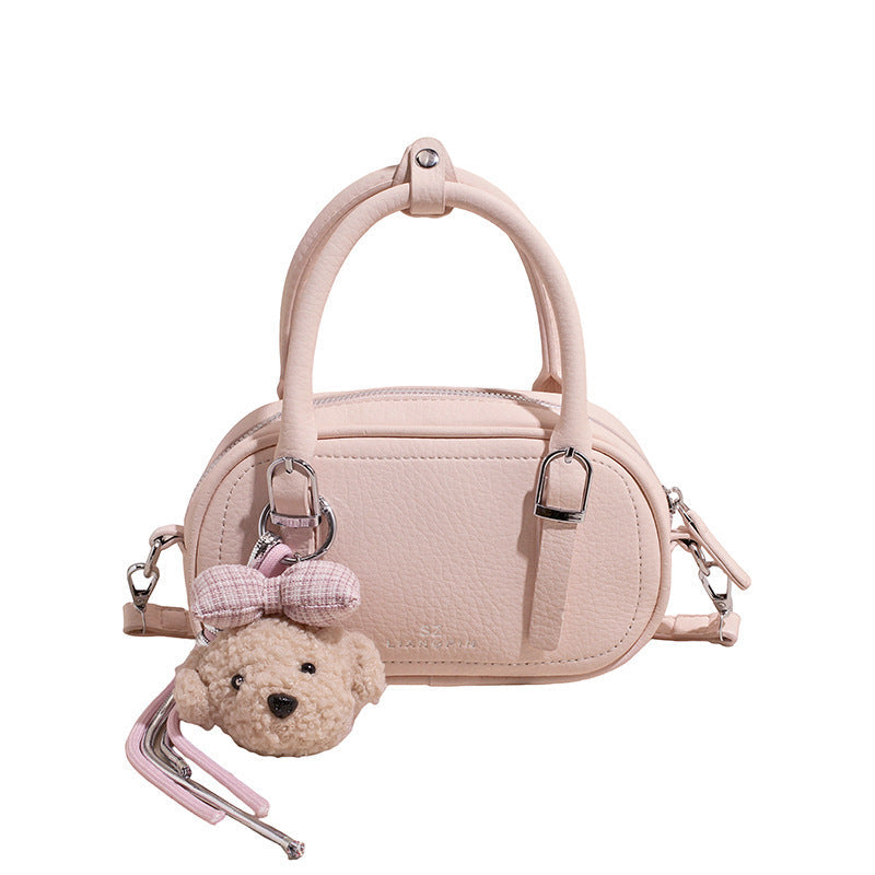 Damen Mini-Handtasche mit abnehmbarem Teddy-Schlüsselanhänger