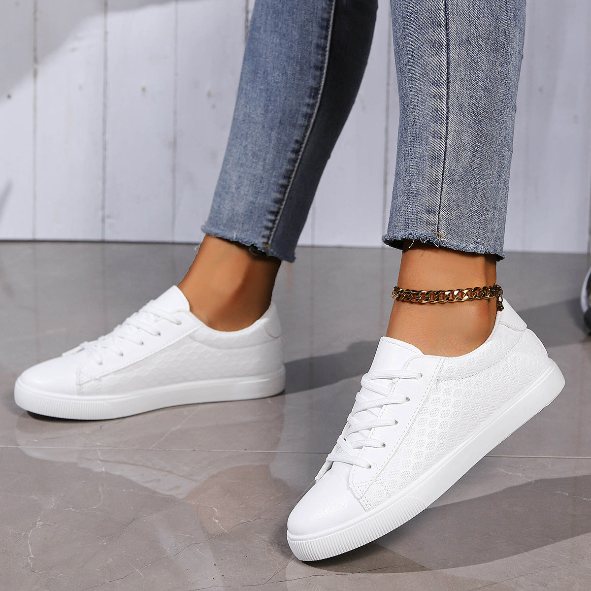 Damen atmungsaktive Sneaker mit strukturierter Oberflächenverarbeitung