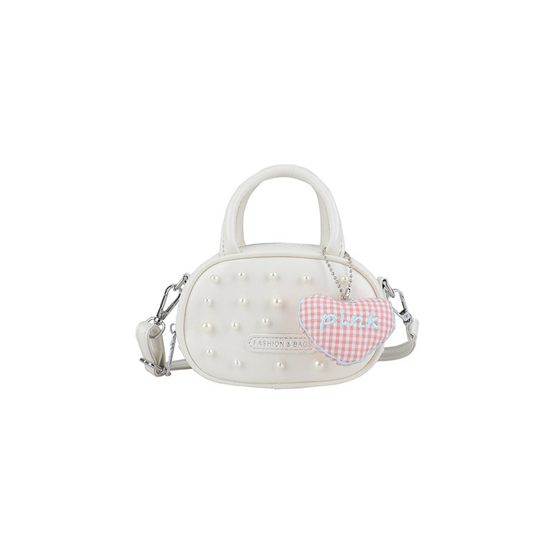 Damen trendige Mini-Handtasche mit auffälligen Perlenapplikationen