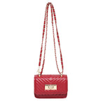 Damen Mini-Handtasche mit gestepptem Design und goldenem Verschluss