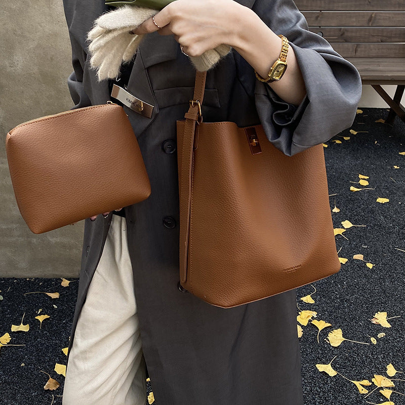 Damen elegante Tote Bag mit modernem Verschluss