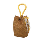 Handgewebte Schultertasche für Damen mit dekorativem Kordelzug