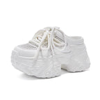 Damen Sport Sneakers mit hoher Plattform und atmungsaktiver Mesh-Struktur
