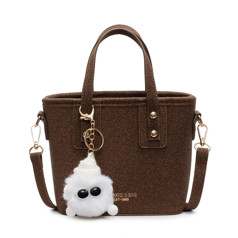 Damen Mini Tasche mit abnehmbarem Plüschanhänger