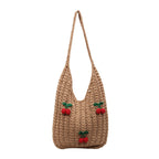 Frauen Handmade Schultertasche mit verspielten Fruchtapplikationen