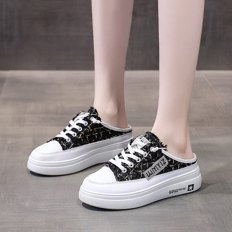 Damen Bequeme Sneakers mit Modischem Schachbrettmuster