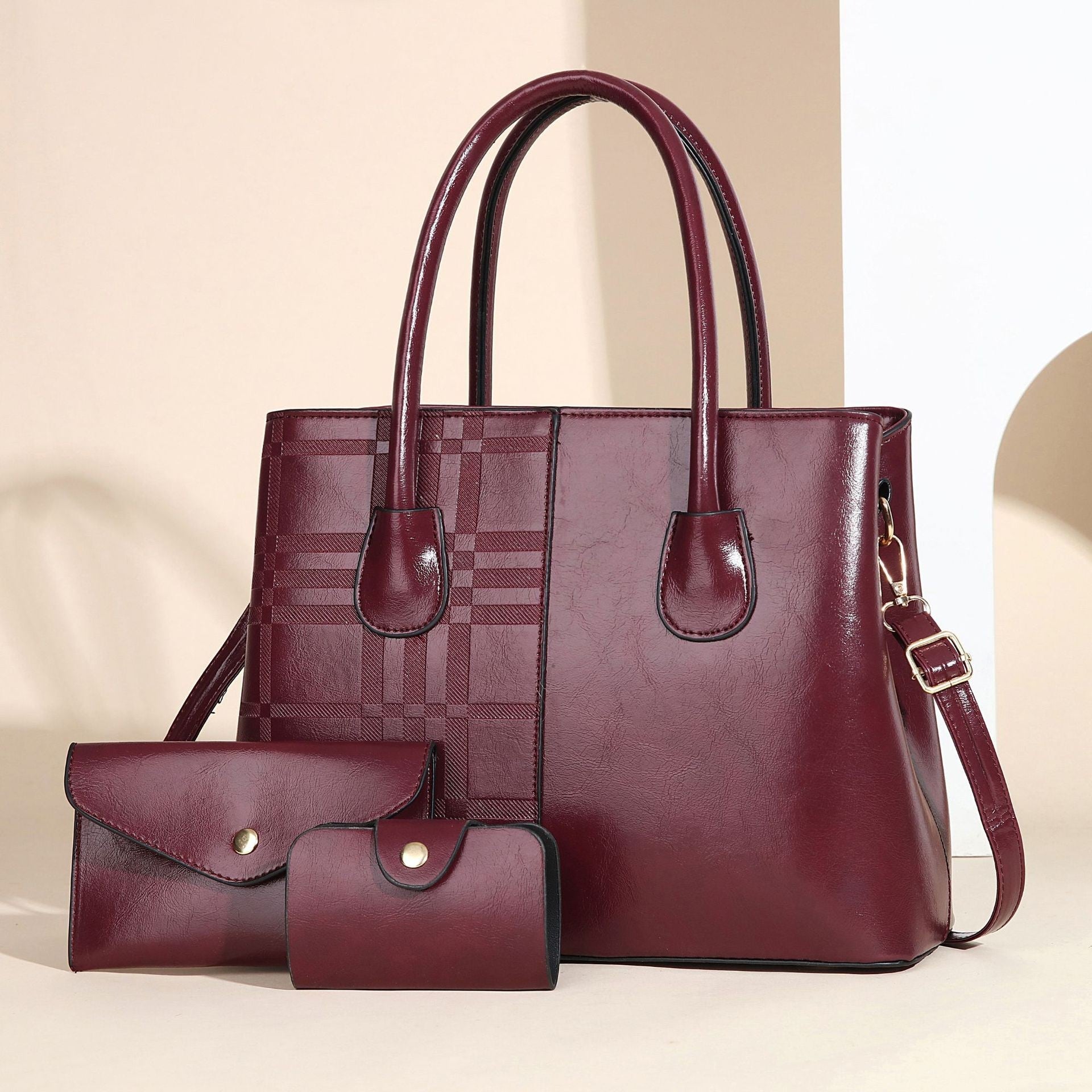 Damen elegante Tote-Handtasche mit abnehmbarem Clutch und zusätzlichem Geldbeutel