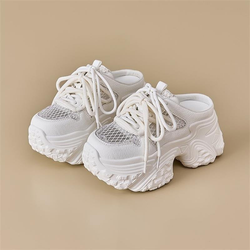 Damen Sport Sneakers mit hoher Plattform und atmungsaktiver Mesh-Struktur