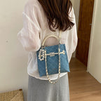 Damen Mini Shopper Tasche mit luxuriösem Kettenanhänger