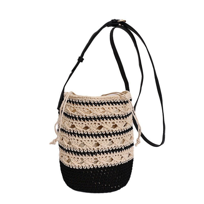 Damen gehäkelte Tasche mit modischem Kordelzug