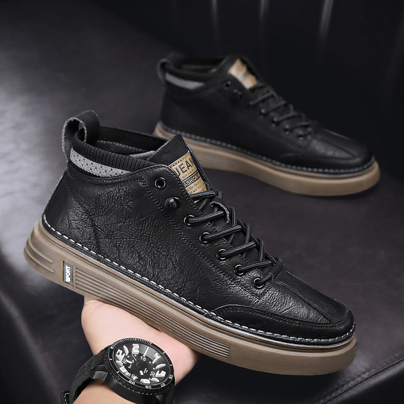 Damen High Sneakers aus echtem Leder mit einer stabilen Sohle und gepolsterter Außensohle