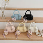 Damen Mini-Handtasche mit abnehmbarem Teddy-Schlüsselanhänger