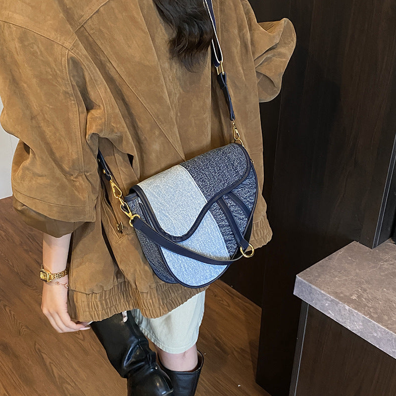 Damen-Schultertasche aus strapazierfähigem Denim mit verstellbarem Schulterriemen