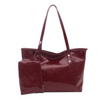 Damen elegante Patelleder-Tote mit abnehmbarem Innenfach