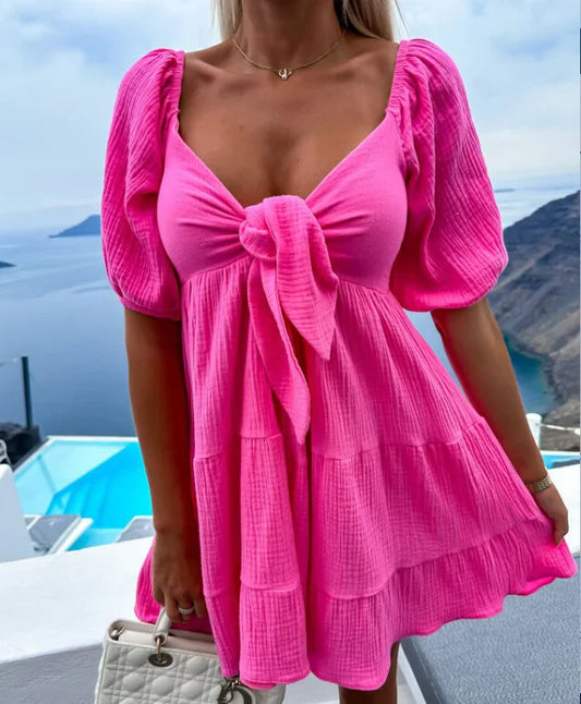 Robe à manches nouées à la mode glamour de l'été Robes