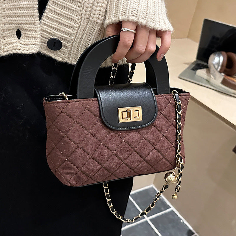Damen Mini-Handtasche mit elegantem Karomuster