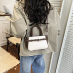 Damen elegante Mini-Handtasche mit doppeltem Tragegriff und abnehmbarem Schulterchain
