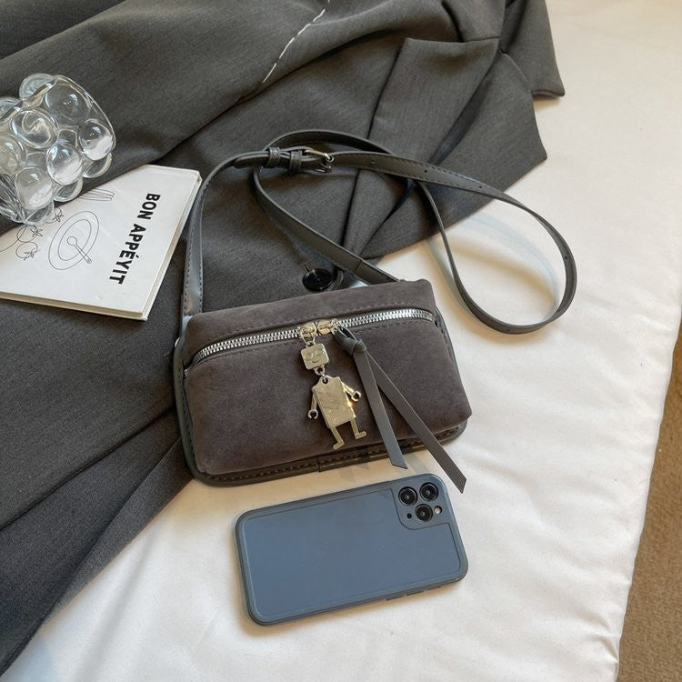 Damen praktische Schultertasche aus hochwertigem Wildleder