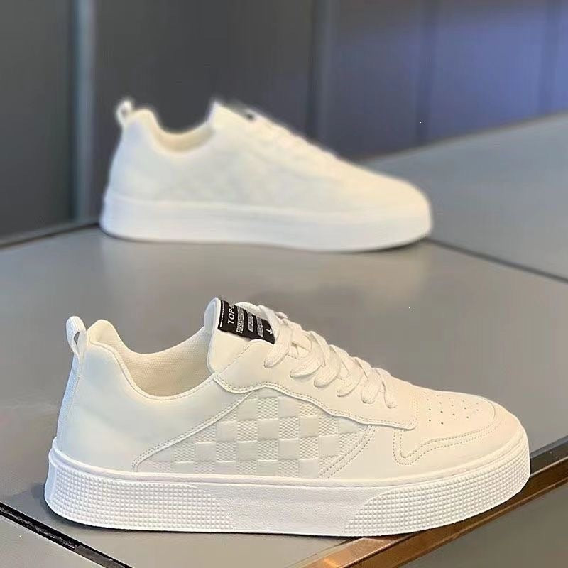 Damen stilvolle Sneaker aus synthetischem Leder mit trendigem Karomuster