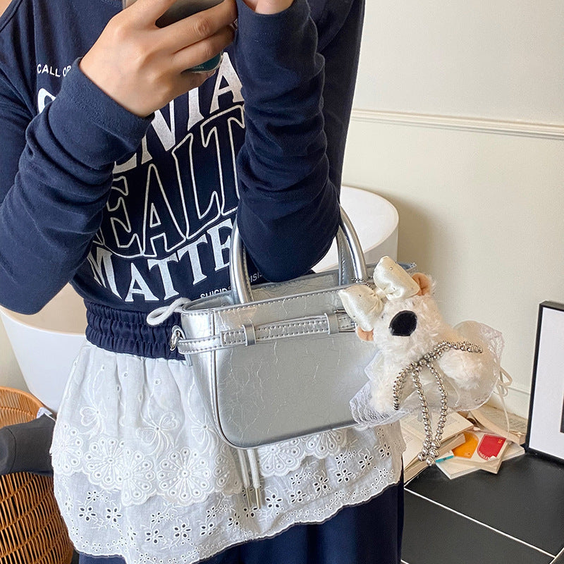 Damen Mini Tasche mit süßem Tier Anhänger und abnehmbarem Schulterriemen