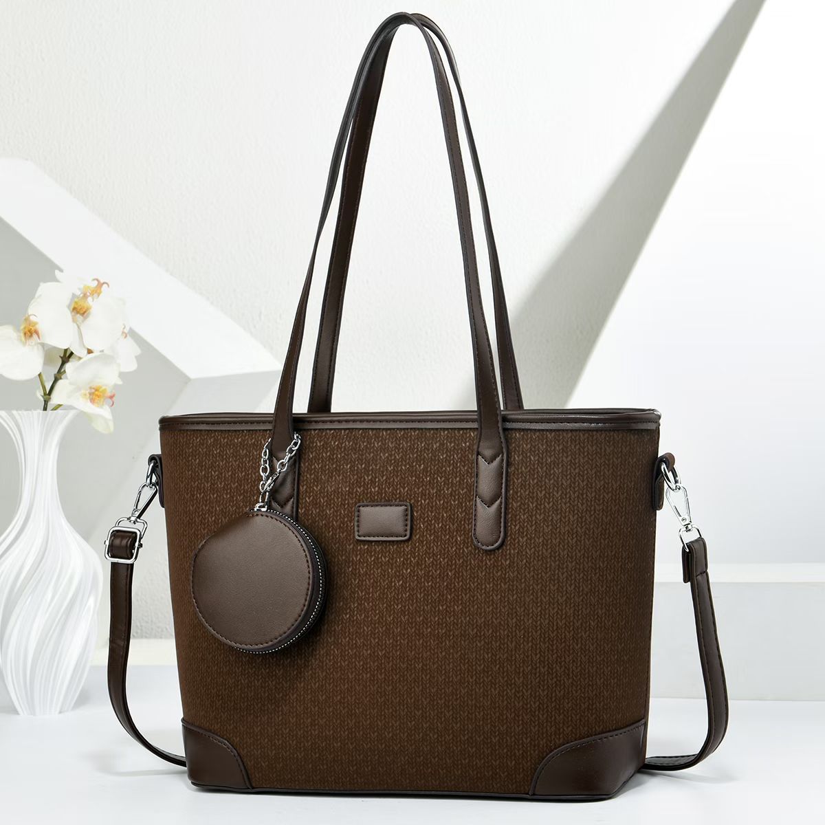 Damen elegante Handtasche mit texturiertem Design und abnehmbarem Geldbeutel