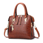 Damen hochwertige Tote-Handtasche mit stilvollem Krokodilleder-Look und abnehmbarem Schultergurt