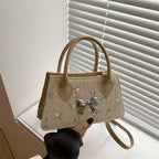 Damen Mini-Tasche mit floralen gewebten Design und stilvollem Schleifendetail