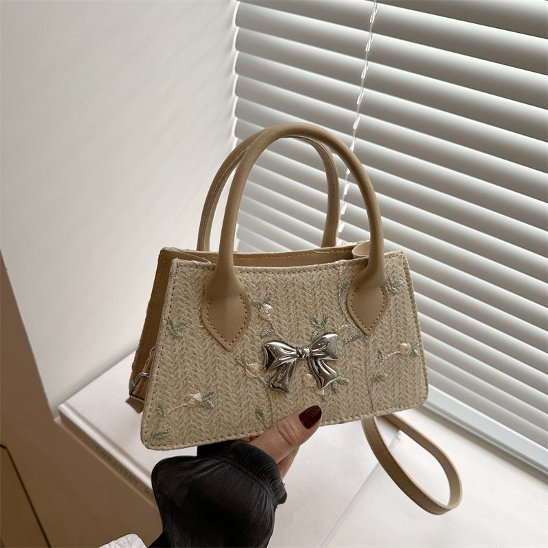 Damen Mini-Tasche mit floralen gewebten Design und stilvollem Schleifendetail