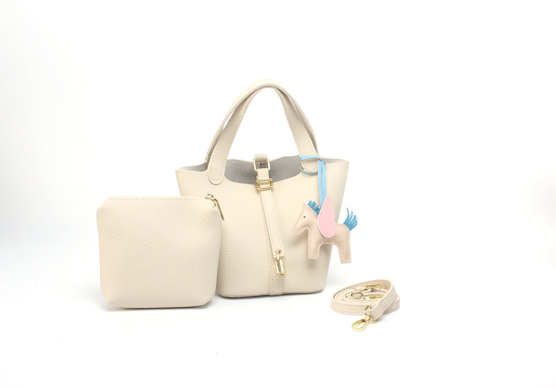 Damen Hobo-Tasche mit abnehmbarem Mini-Organizer und charmantem Tieranhänger