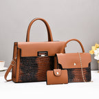 Damentaschen-Set mit luxuriösem Krokodilleder-Look und abnehmbarer Clutch