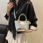 Damen elegante Mini-Handtasche mit strukturiertem Design und abnehmbarem Schulterriemen