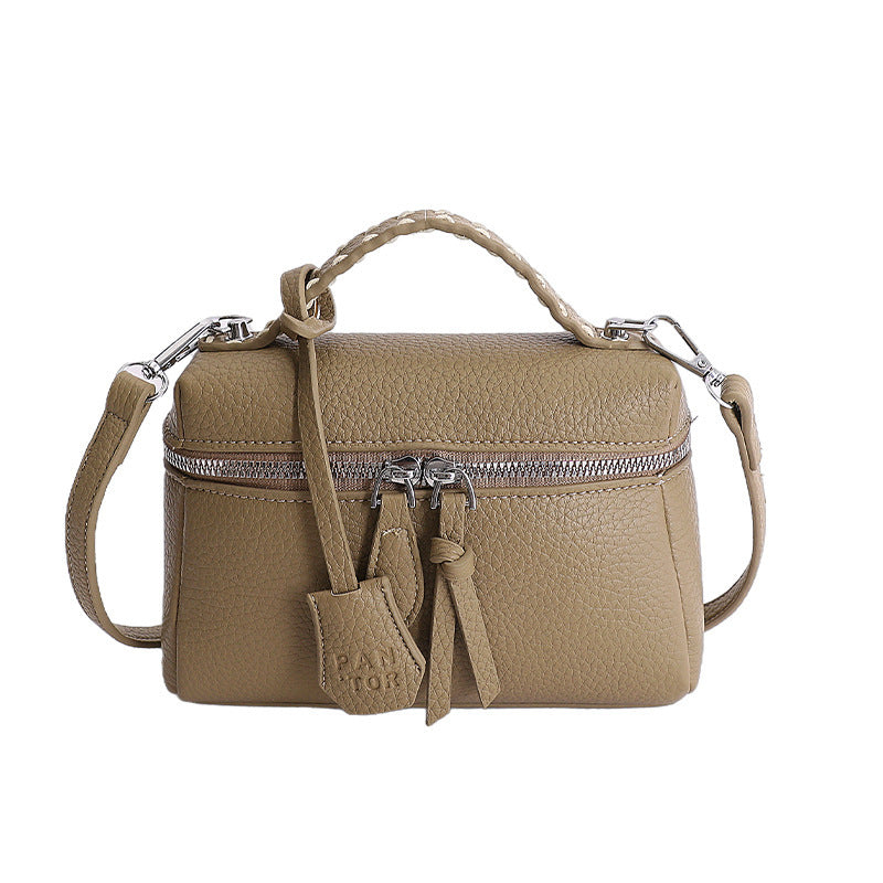 Damen Mini-Handtasche mit feinen dekorativen Nähten und abnehmbarem Schultergurt