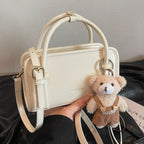 Damen Mini-Handtasche mit süßem Bärenanhänger