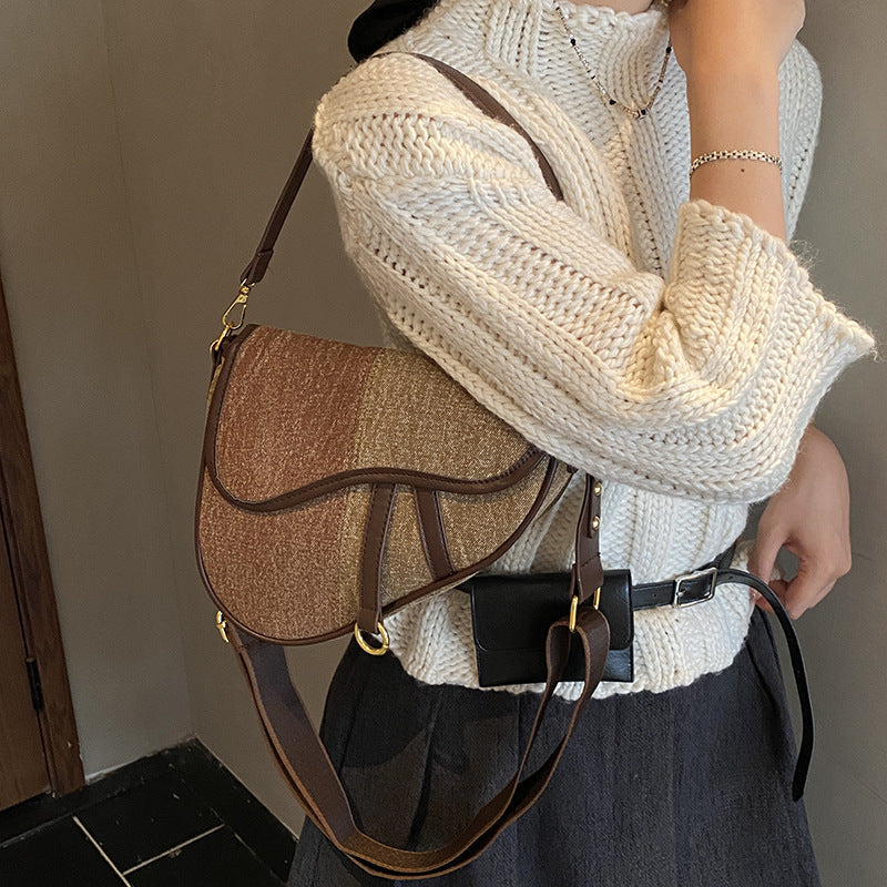 Damen-Schultertasche aus strapazierfähigem Denim mit verstellbarem Schulterriemen