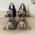 Damen Mini-Handtasche mit abnehmbarem Plüschanhänger