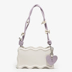 Damen Mini-Handtasche mit kreativem Wellenmuster und verspieltem Anhänger