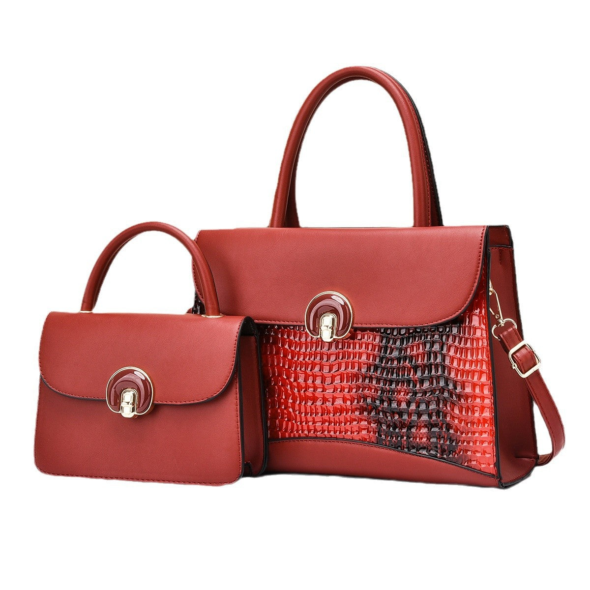 Damen Handtaschen-Set mit luxuriösem Krokodilleder-Design